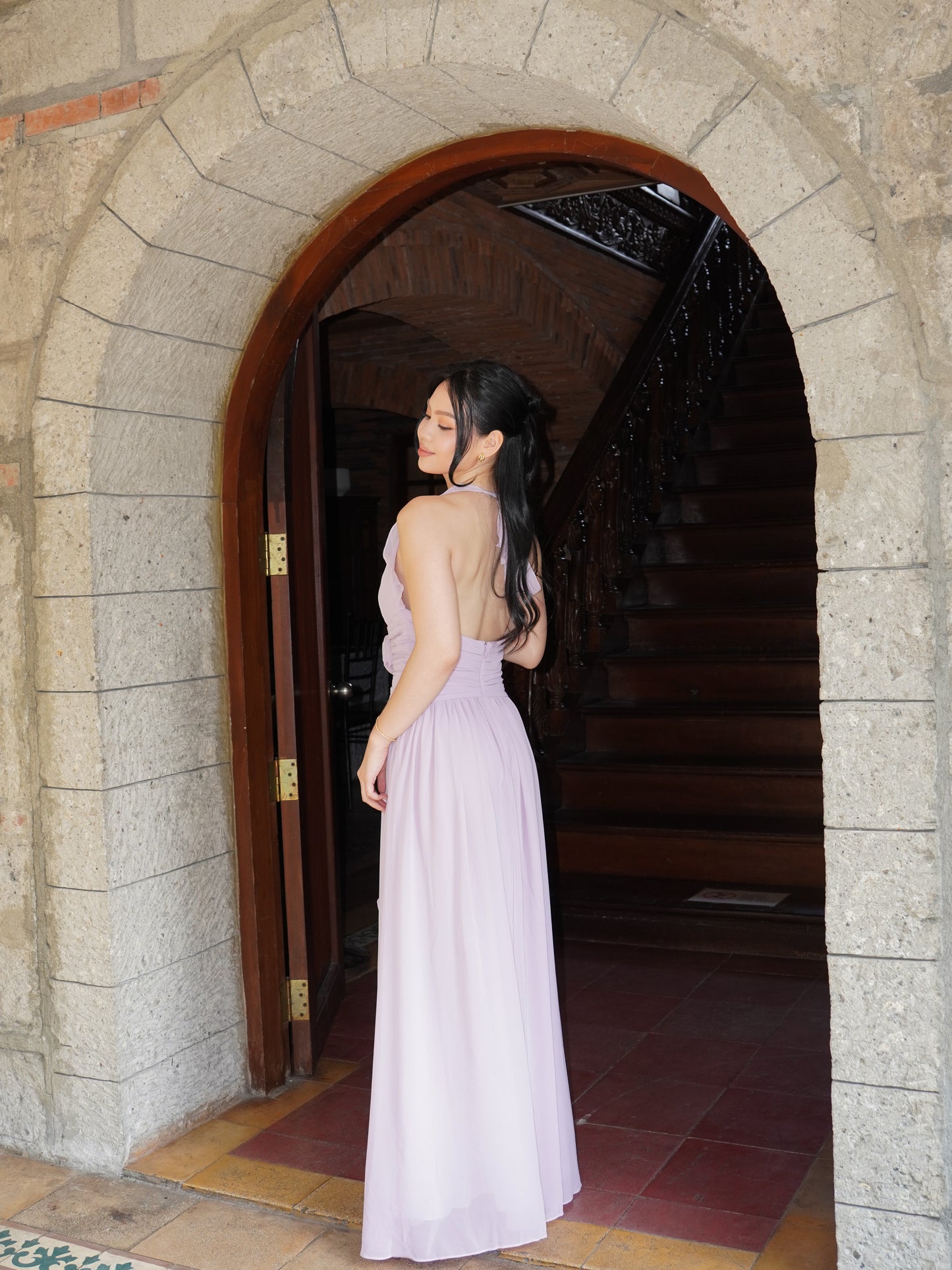 Jenna Purple Halterneck Midi Dress