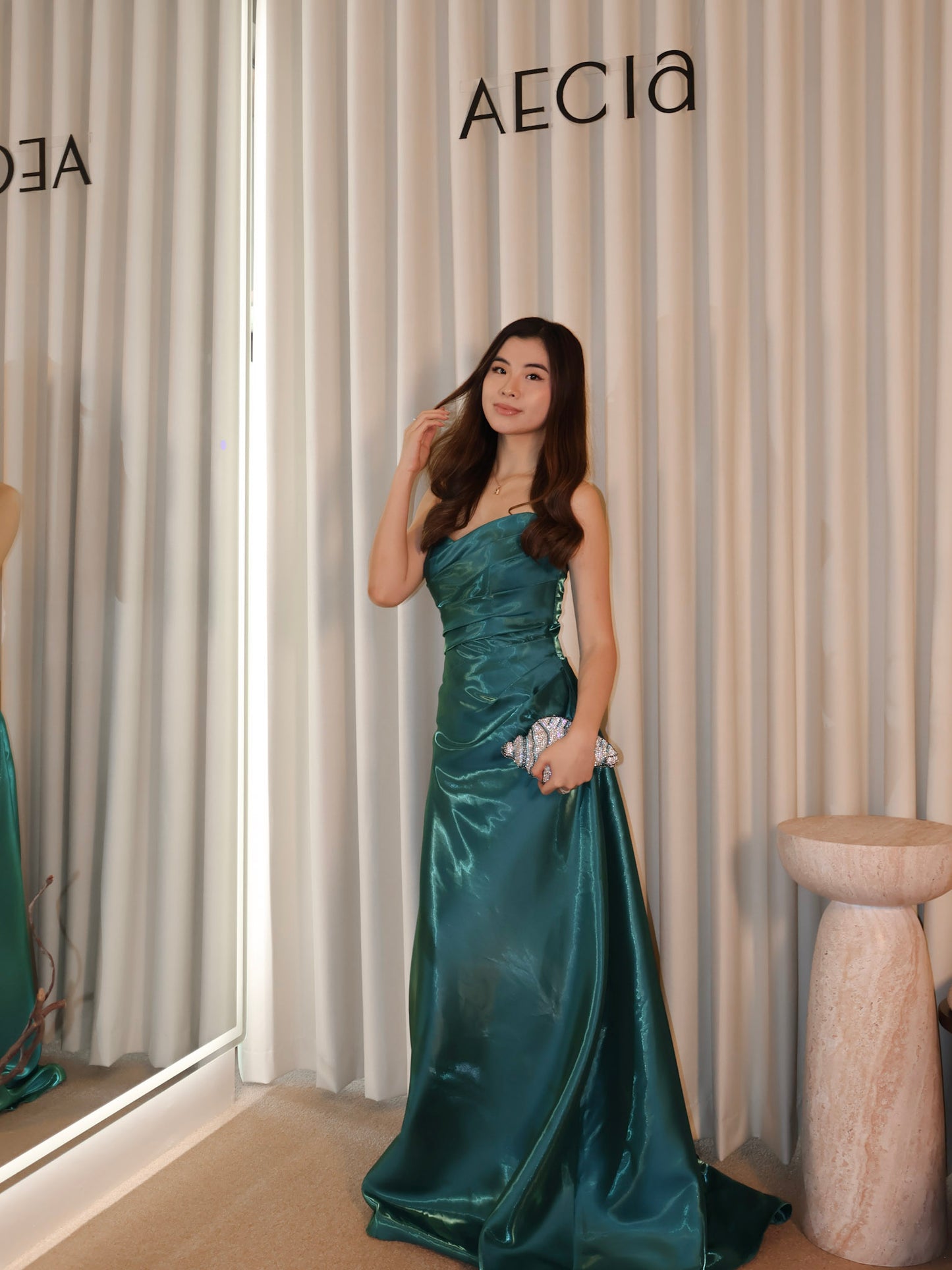 Vivienne Emerald Draped Gown