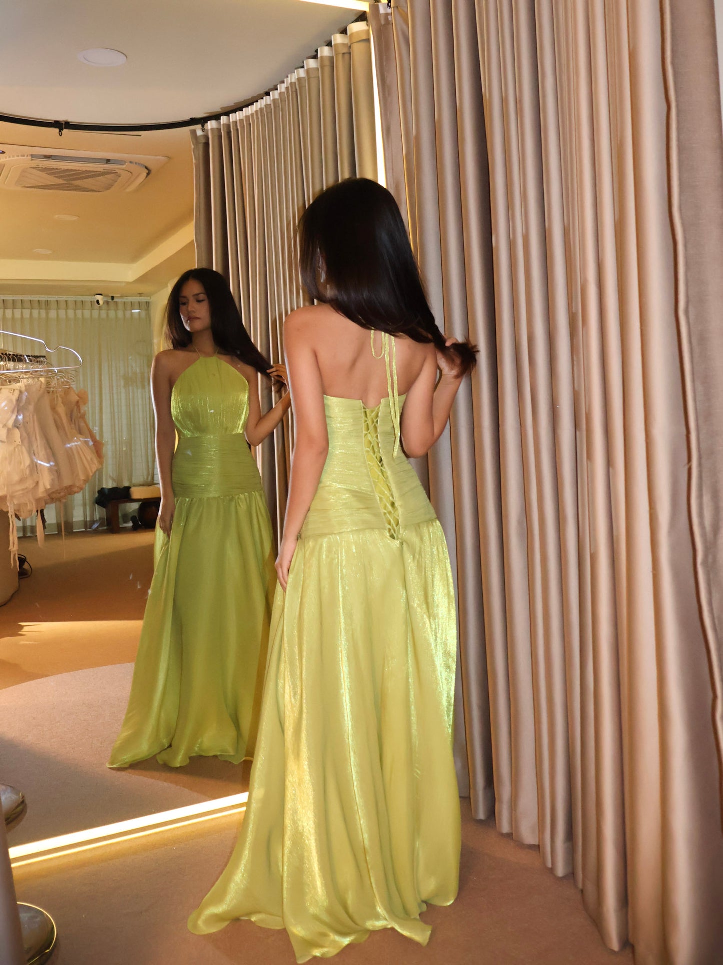 Organza Satin Green Dress