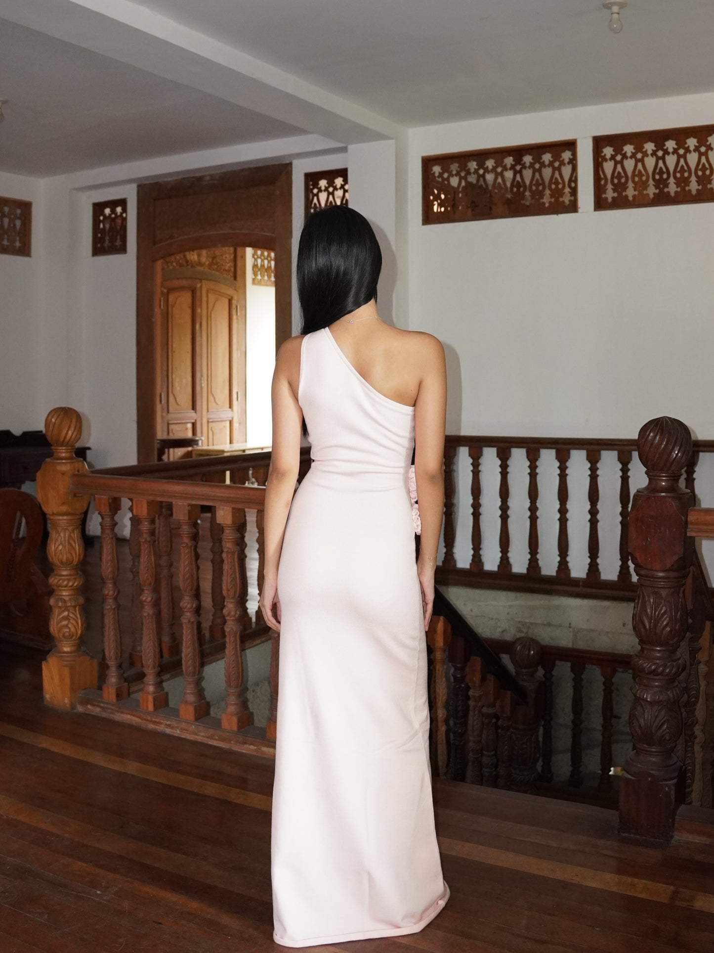 Paloma One Shoulder Knit Maxi Dress With Flowers