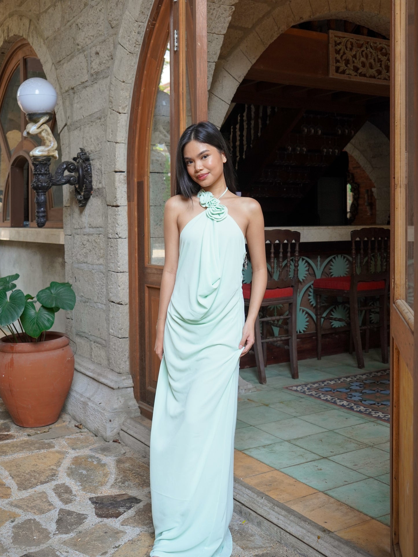 Rosalia Cowl Neck Maxi Dress - Sage