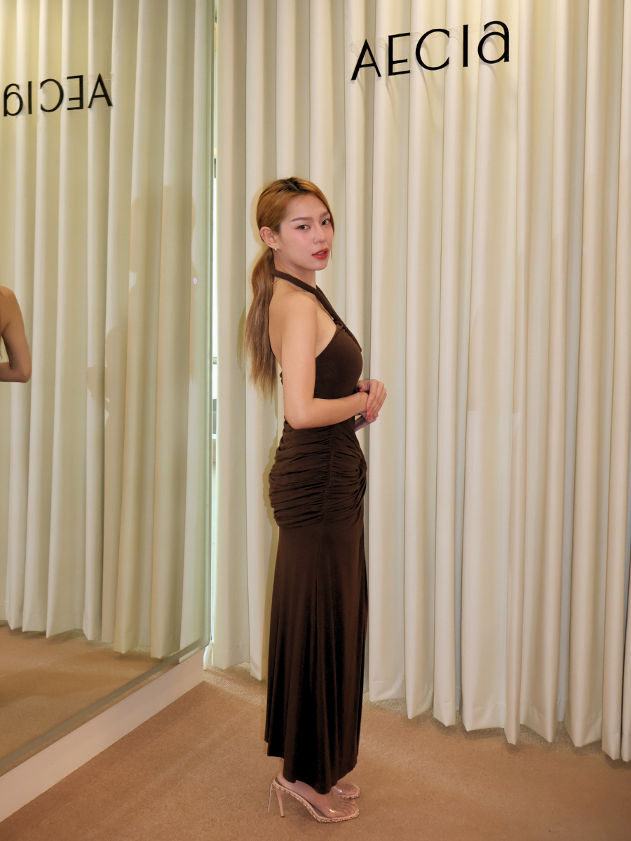 Brown Bodycon Slit Dress