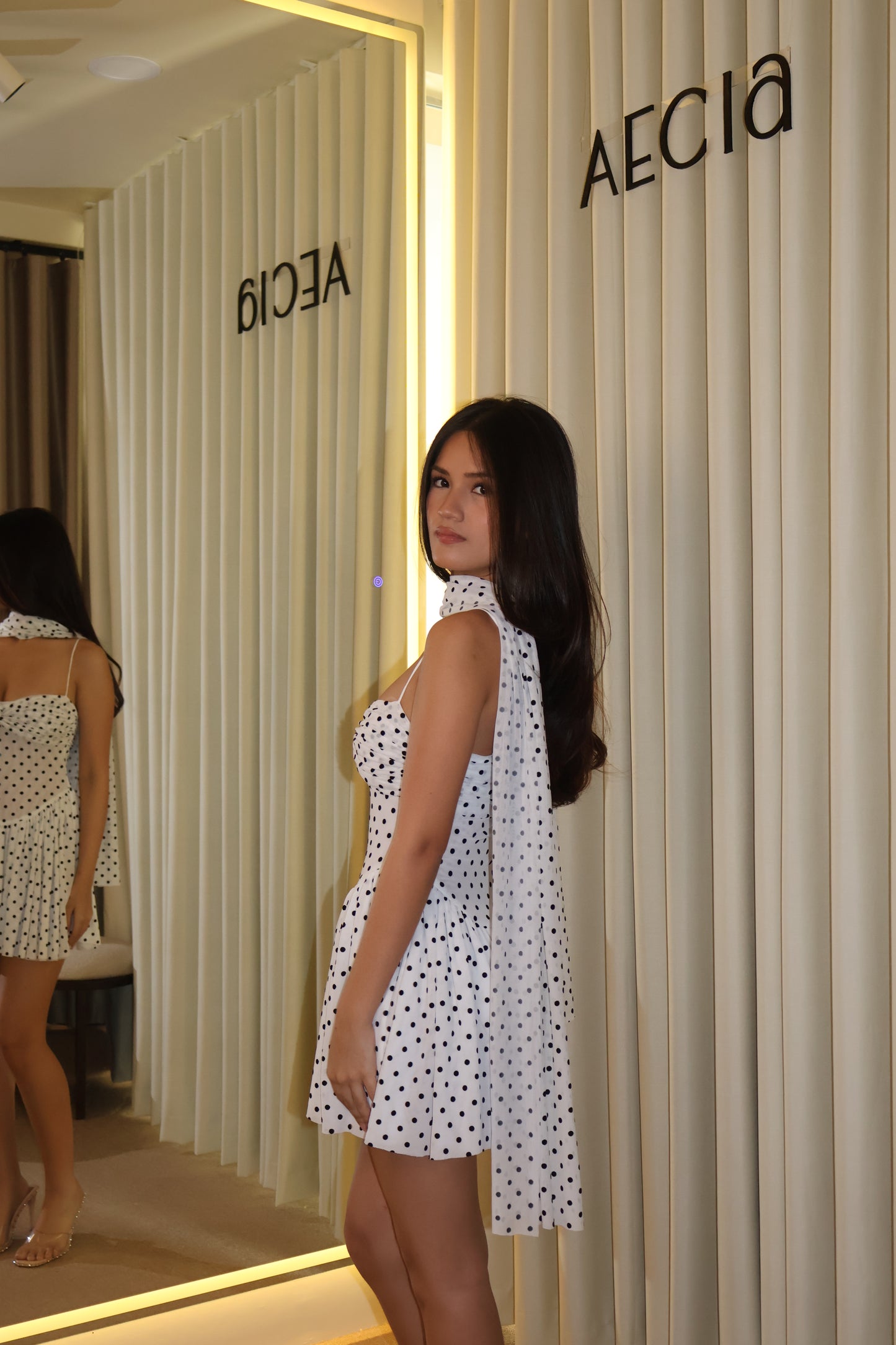 Collin White Polka Twist Mini Dress