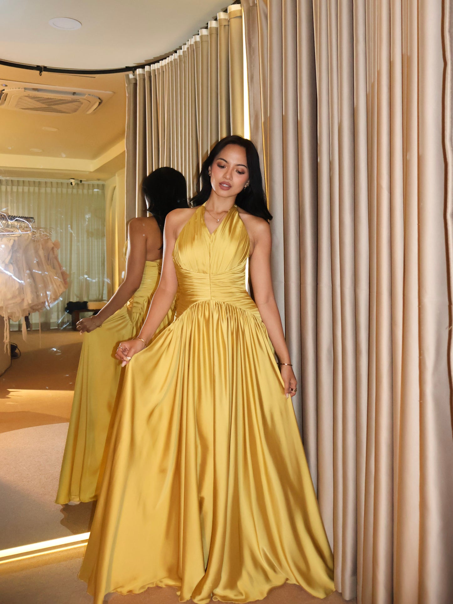 Carnation Golden Drape Dress
