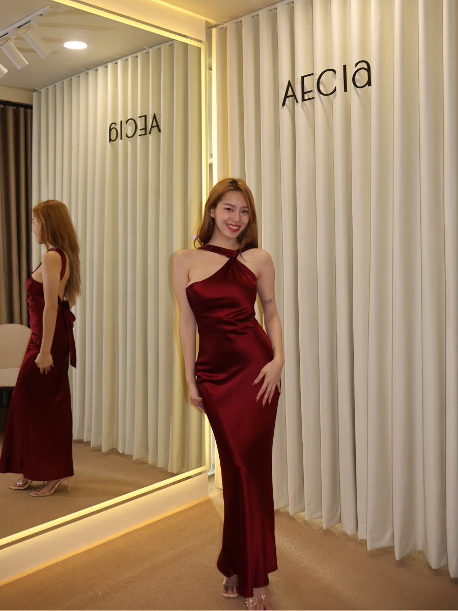 Amsterdam One Shoulder Haltered Silk Dress