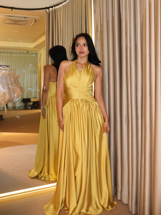Carnation Golden Drape Dress