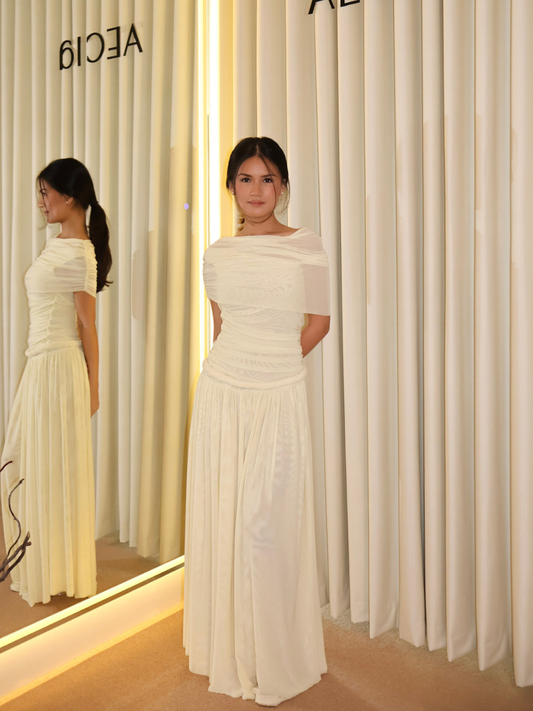 Saffron Butter Off Shoulder Dress