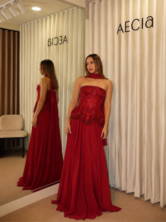 Cranberry Beaded Gown