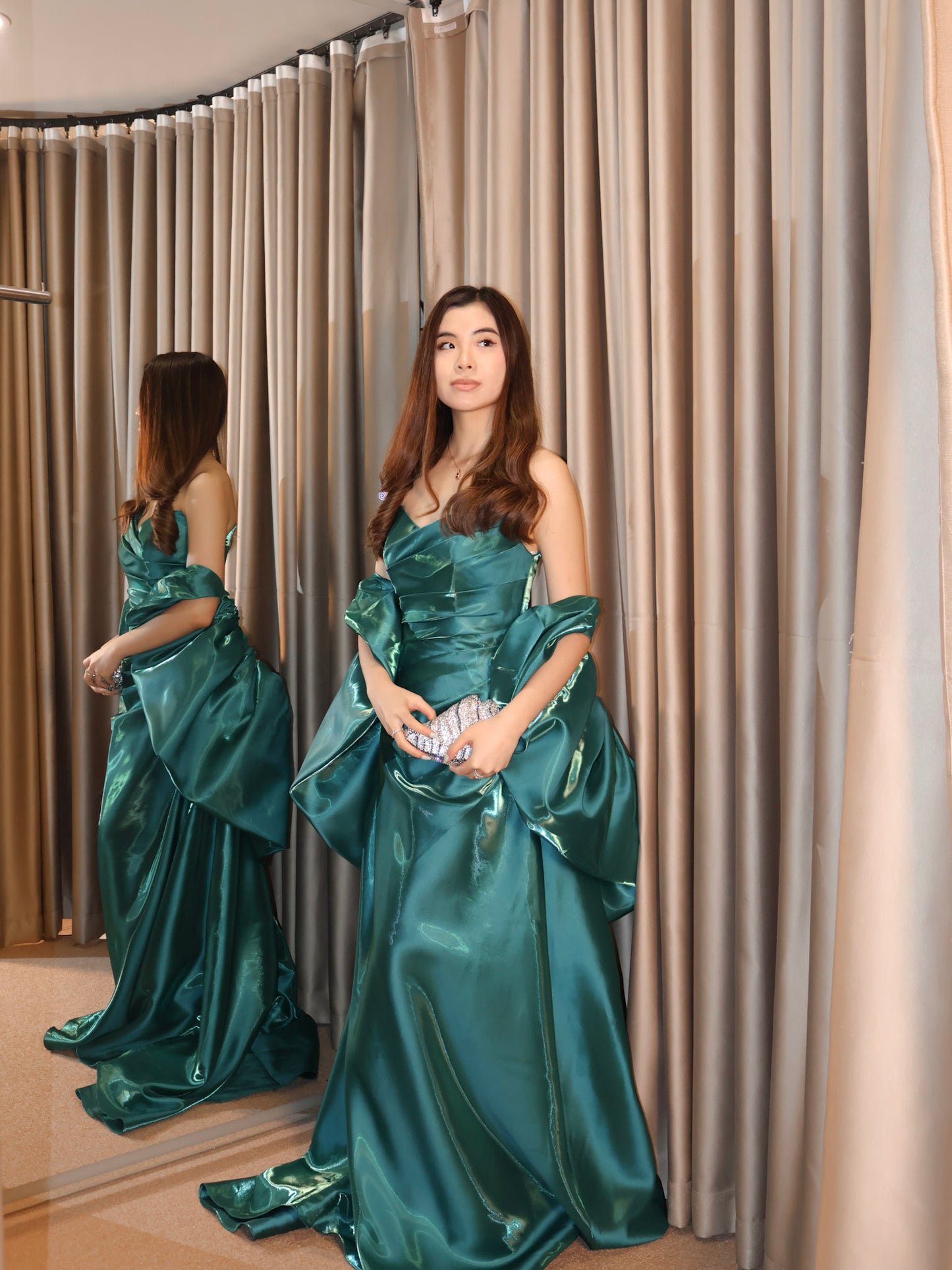 Vivienne Emerald Draped Gown