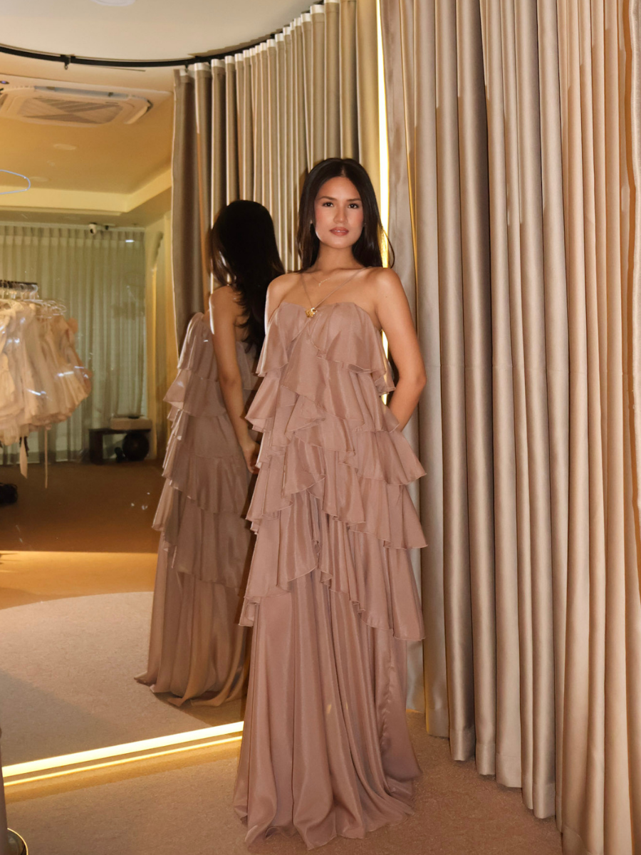 Six Layers Brown Maxi Dress