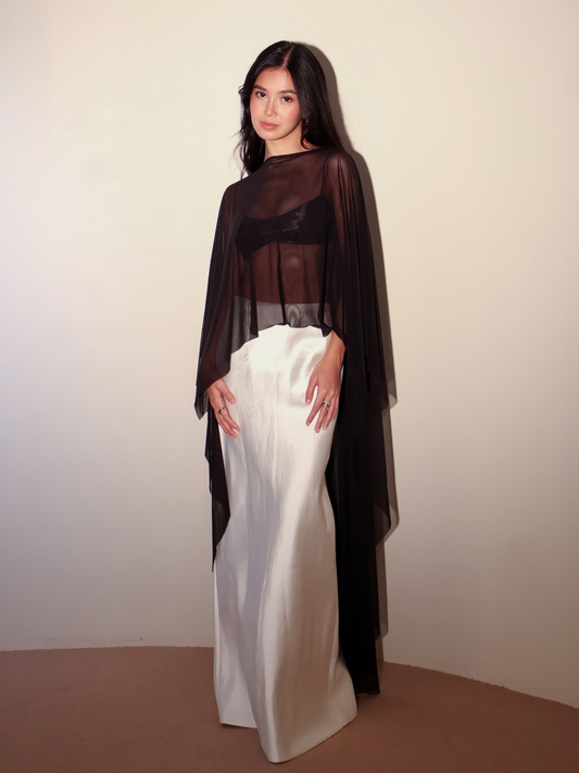 The Mesh Cape and Satin Bralette Set