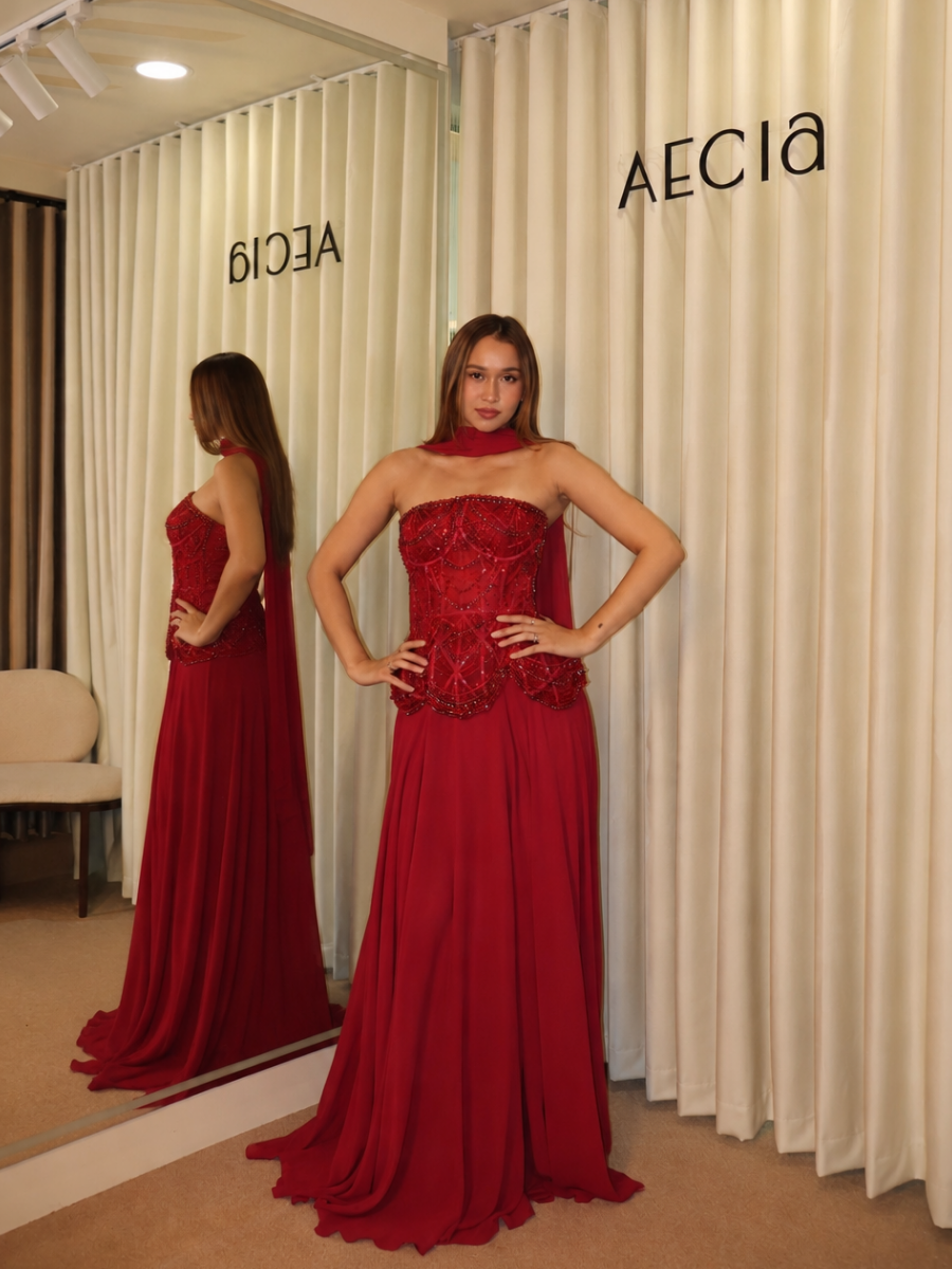 Cranberry Beaded Gown