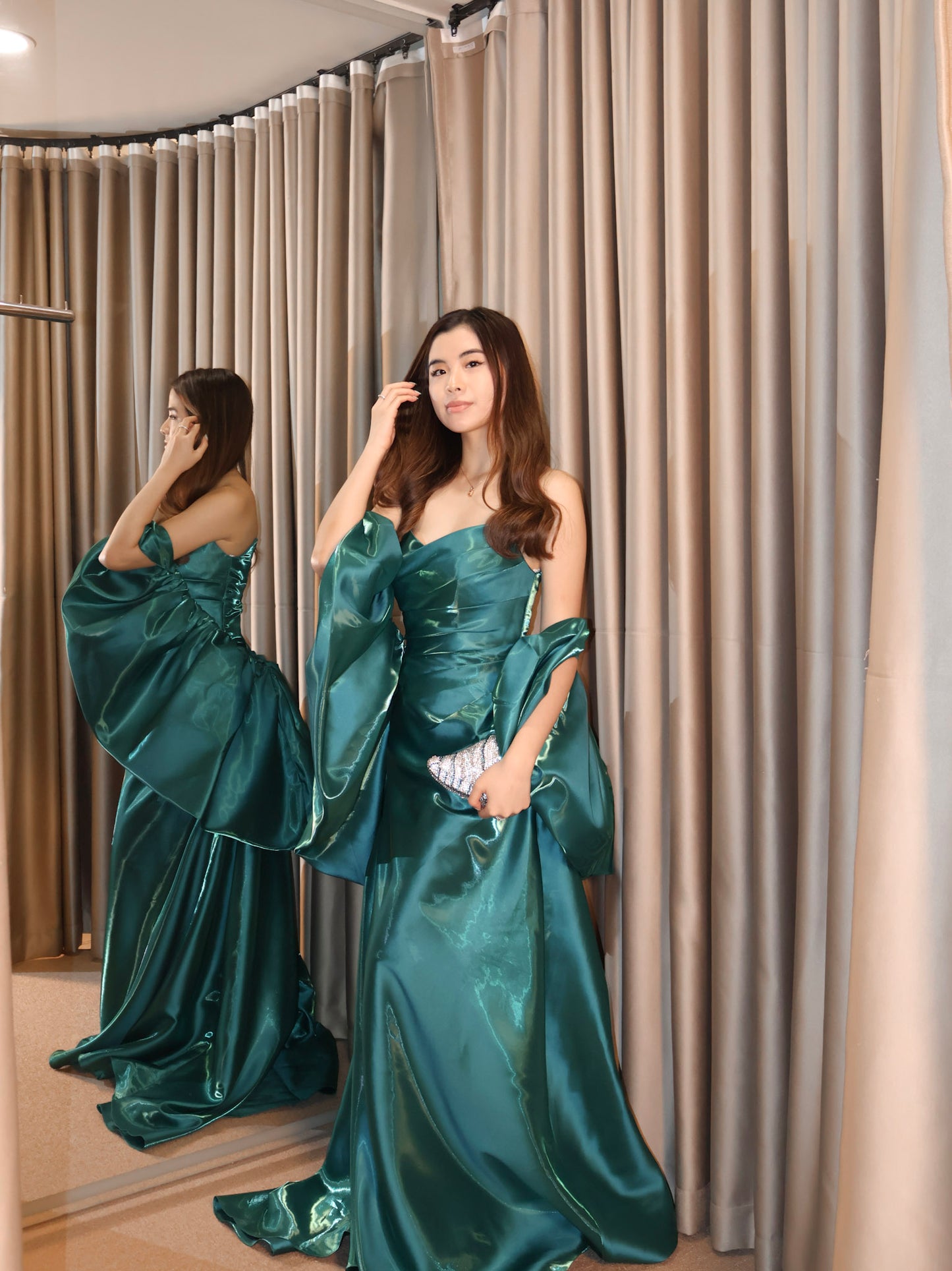 Vivienne Emerald Draped Gown