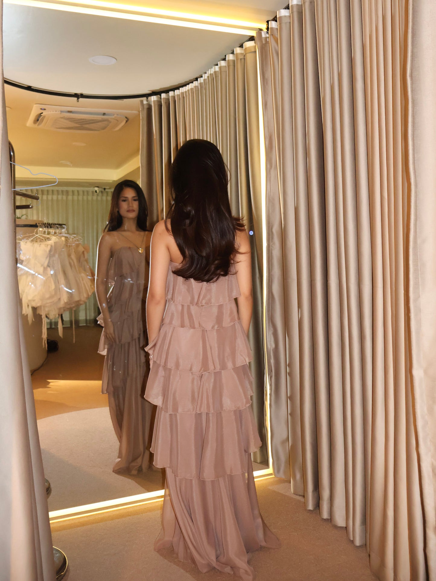 Six Layers Brown Maxi Dress