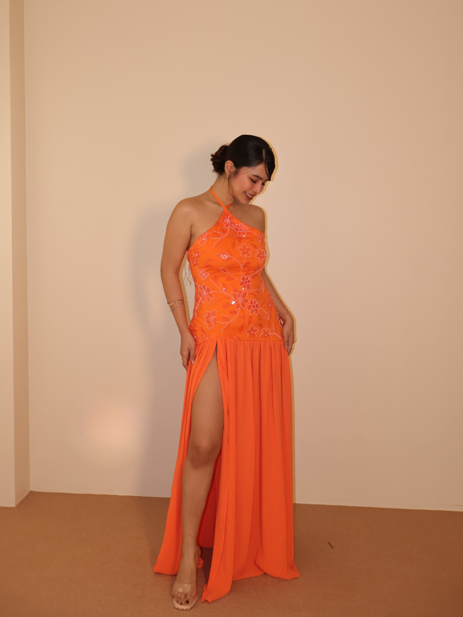Janelle Beaded Maxi Dress - Orange