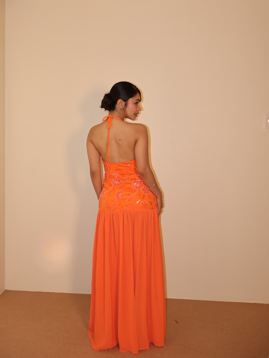 Janelle Beaded Maxi Dress - Orange