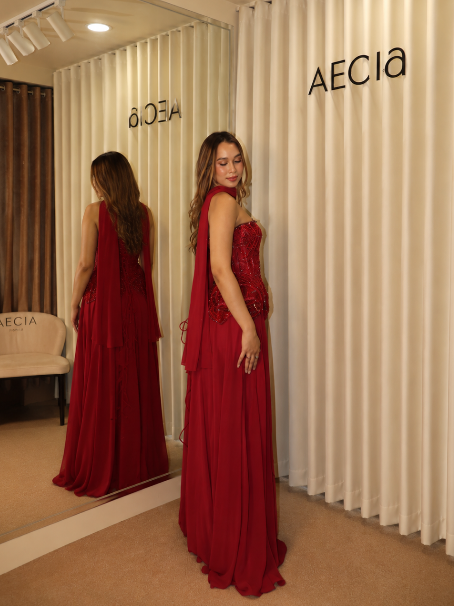 Cranberry Beaded Gown