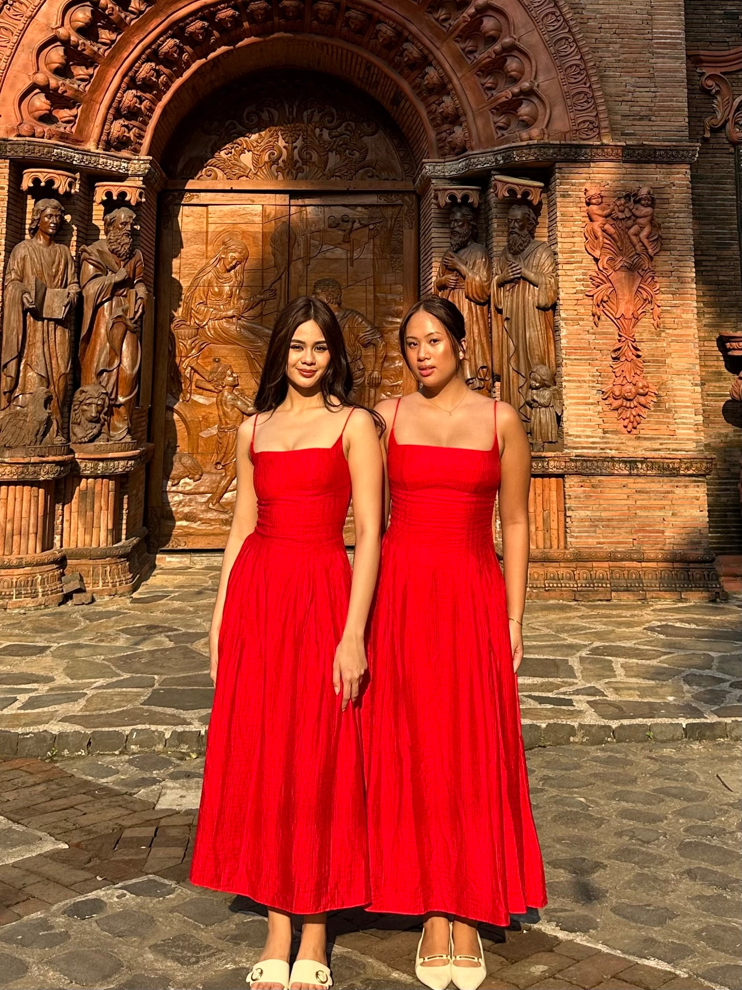 Jane Midsummer Coral Red Slip Dress