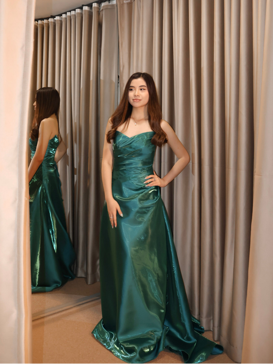 Vivienne Emerald Draped Gown