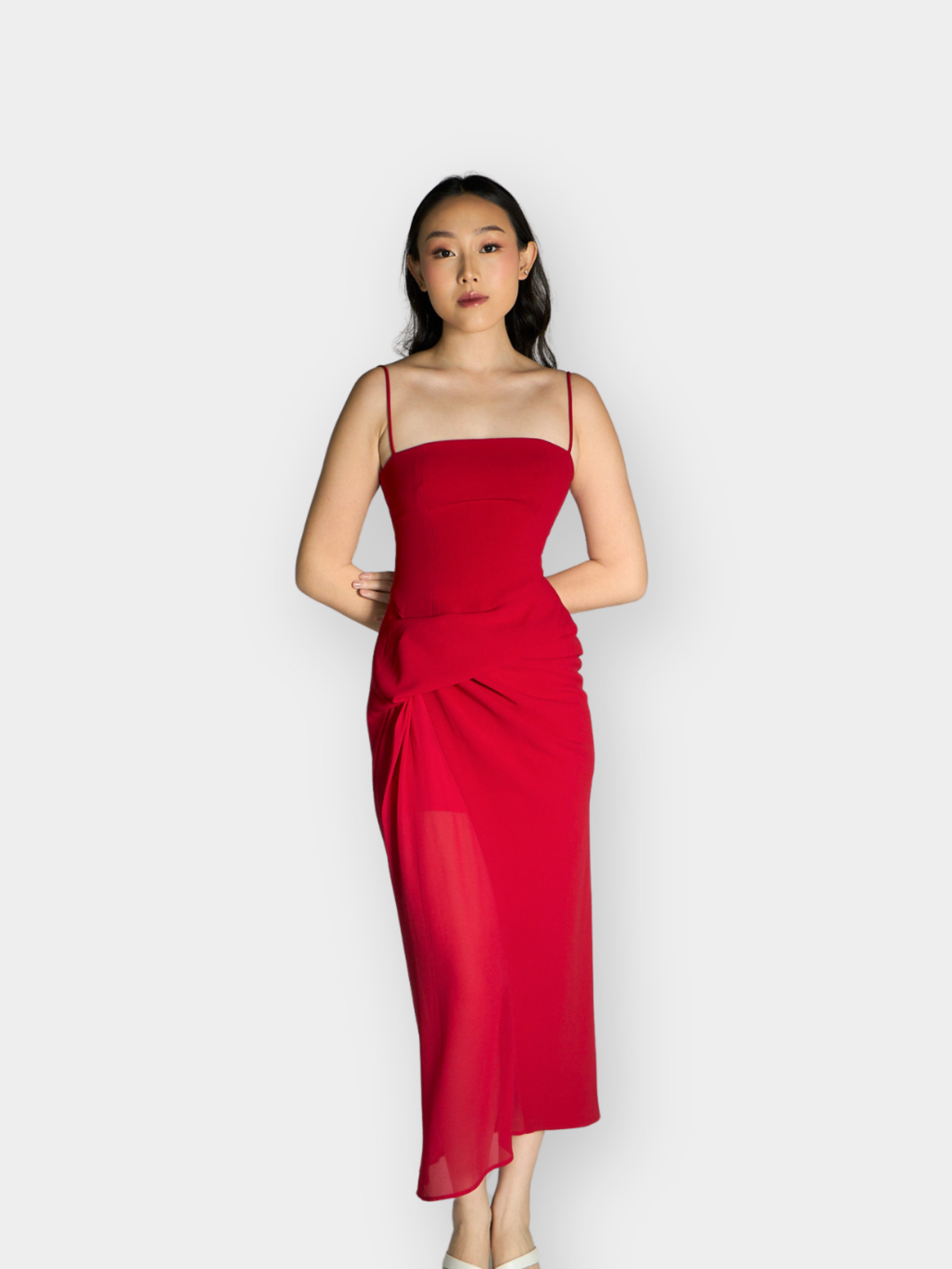 Fanny Drape Dress - Red Aecia Fanny Drape Dress - Red Aecia