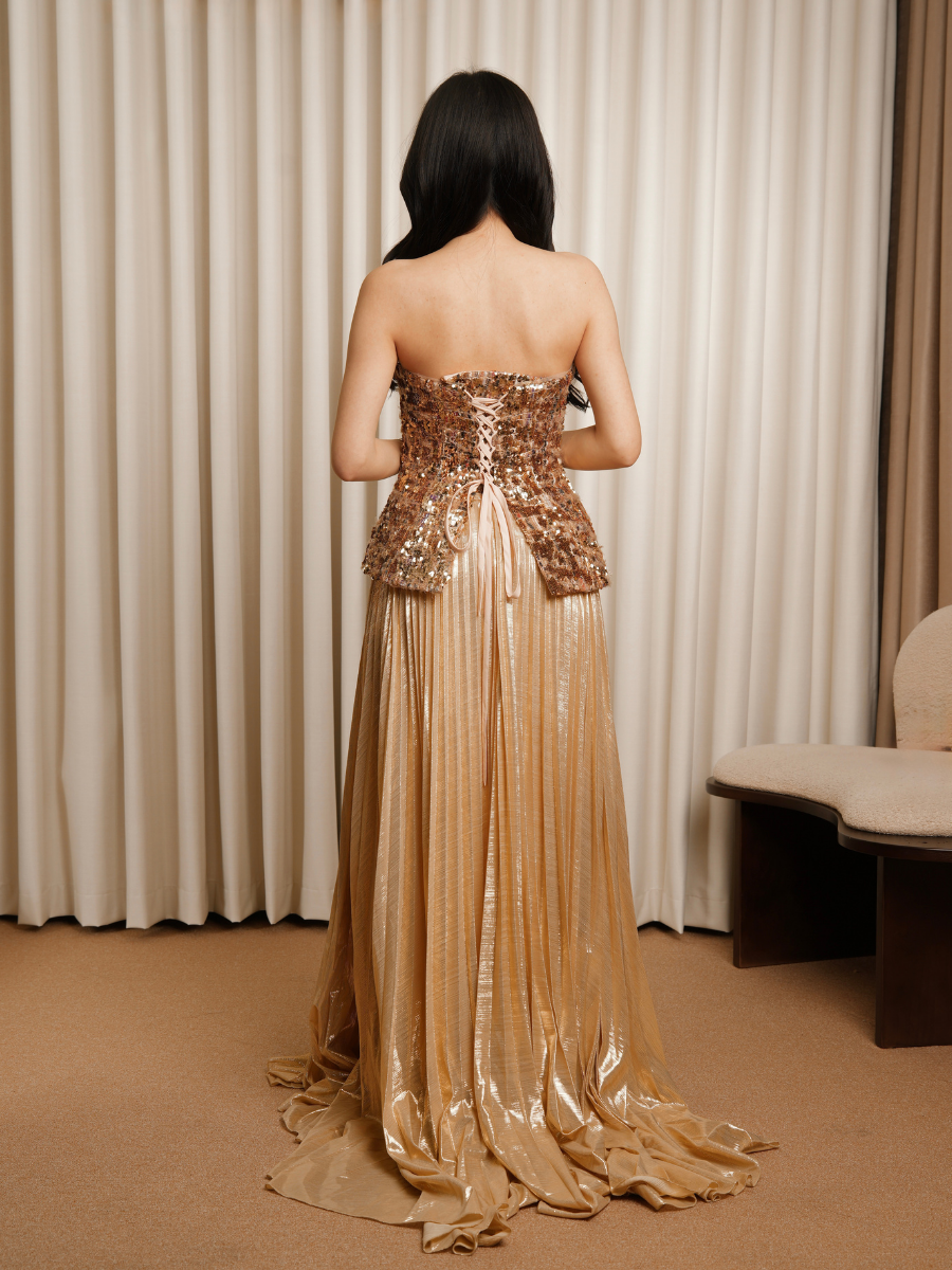 Celine Sequined Gold Gown