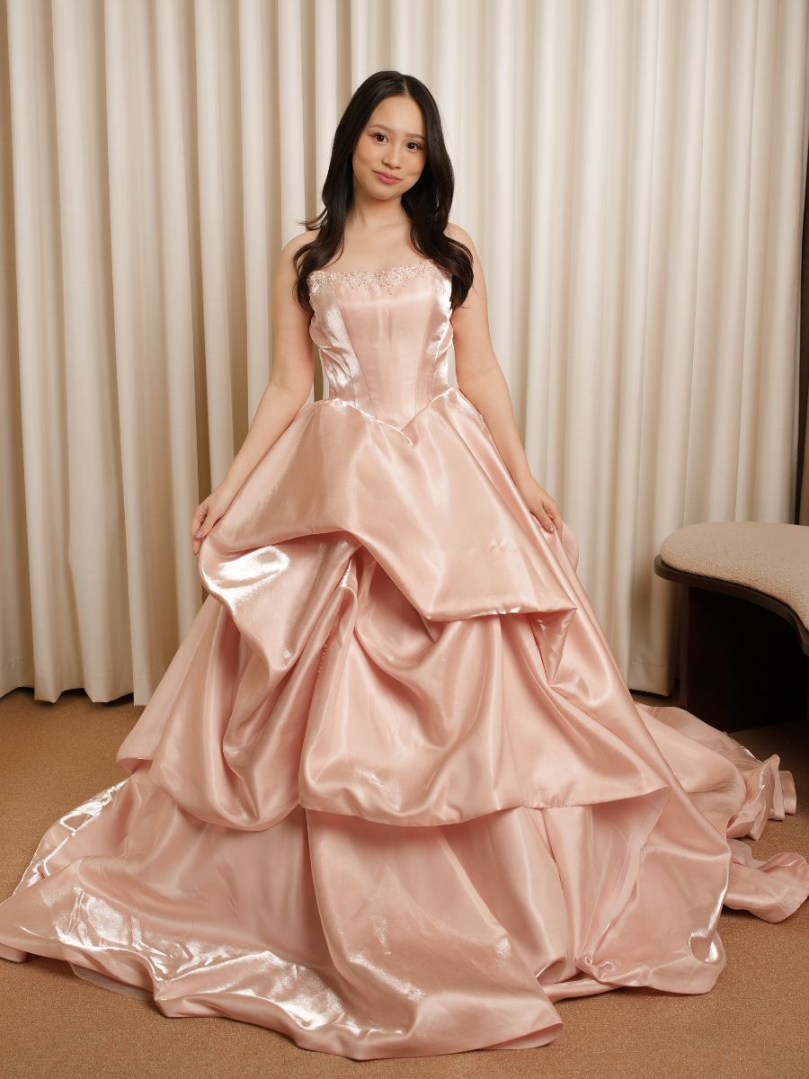 Karina Layered Metallic Ballgown