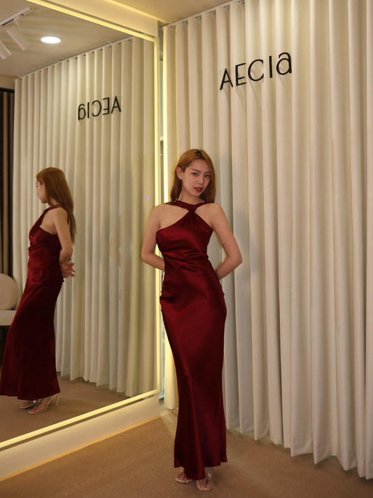 Amsterdam One Shoulder Haltered Silk Dress