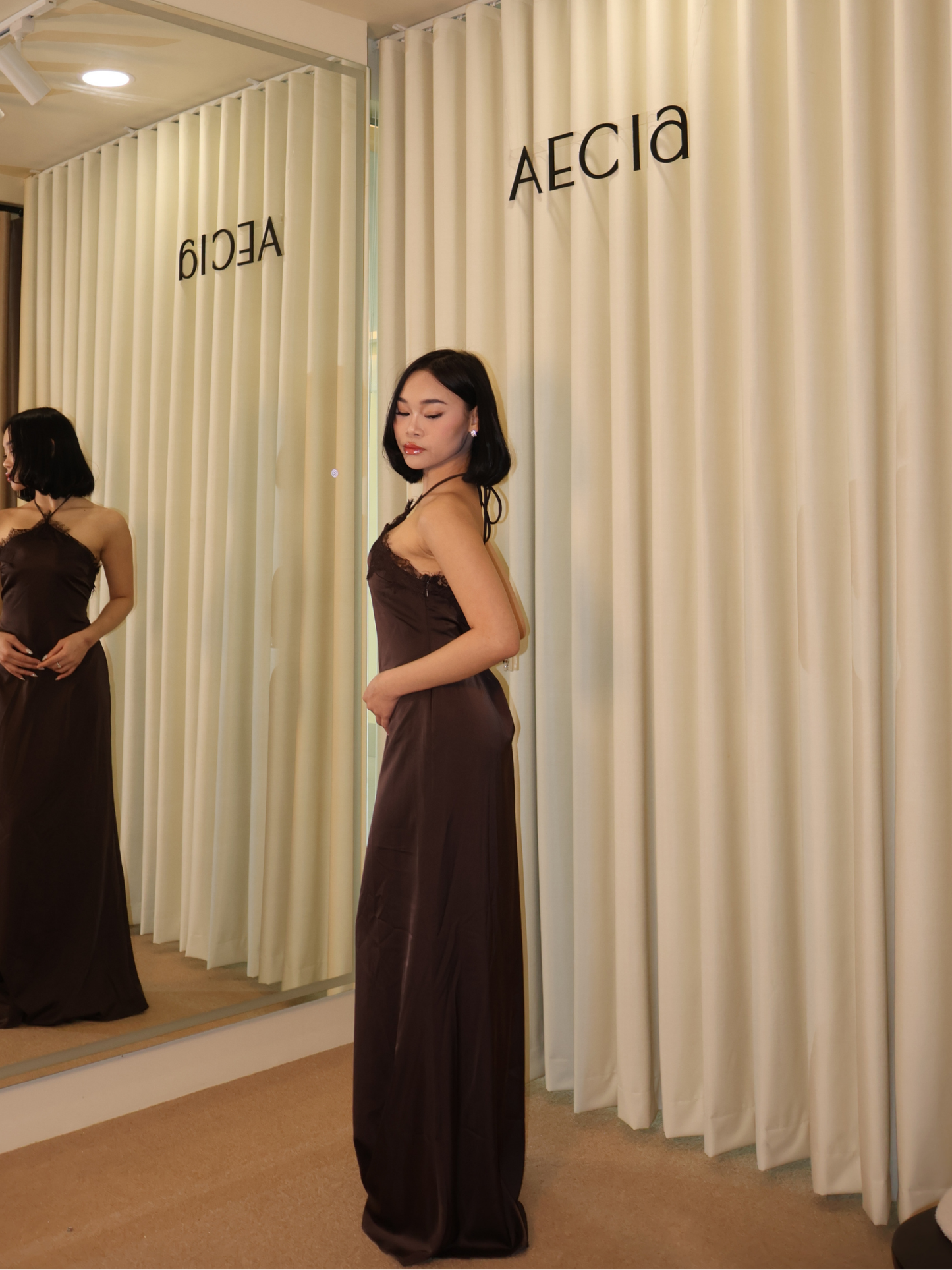 Samaria Halter Maxi Dress - Chocolate