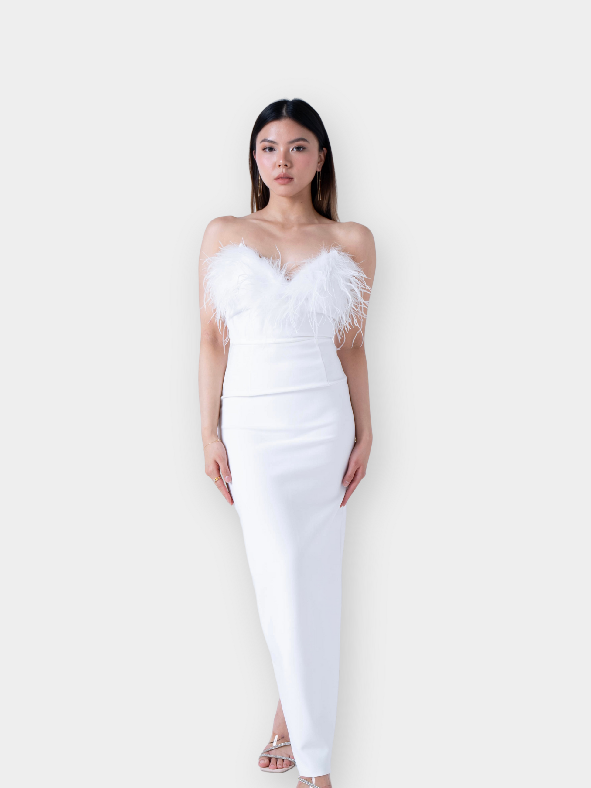 Le Marais Feathered Bandage Dress Aecia Le Marais Feathered Bandage Dress Aecia