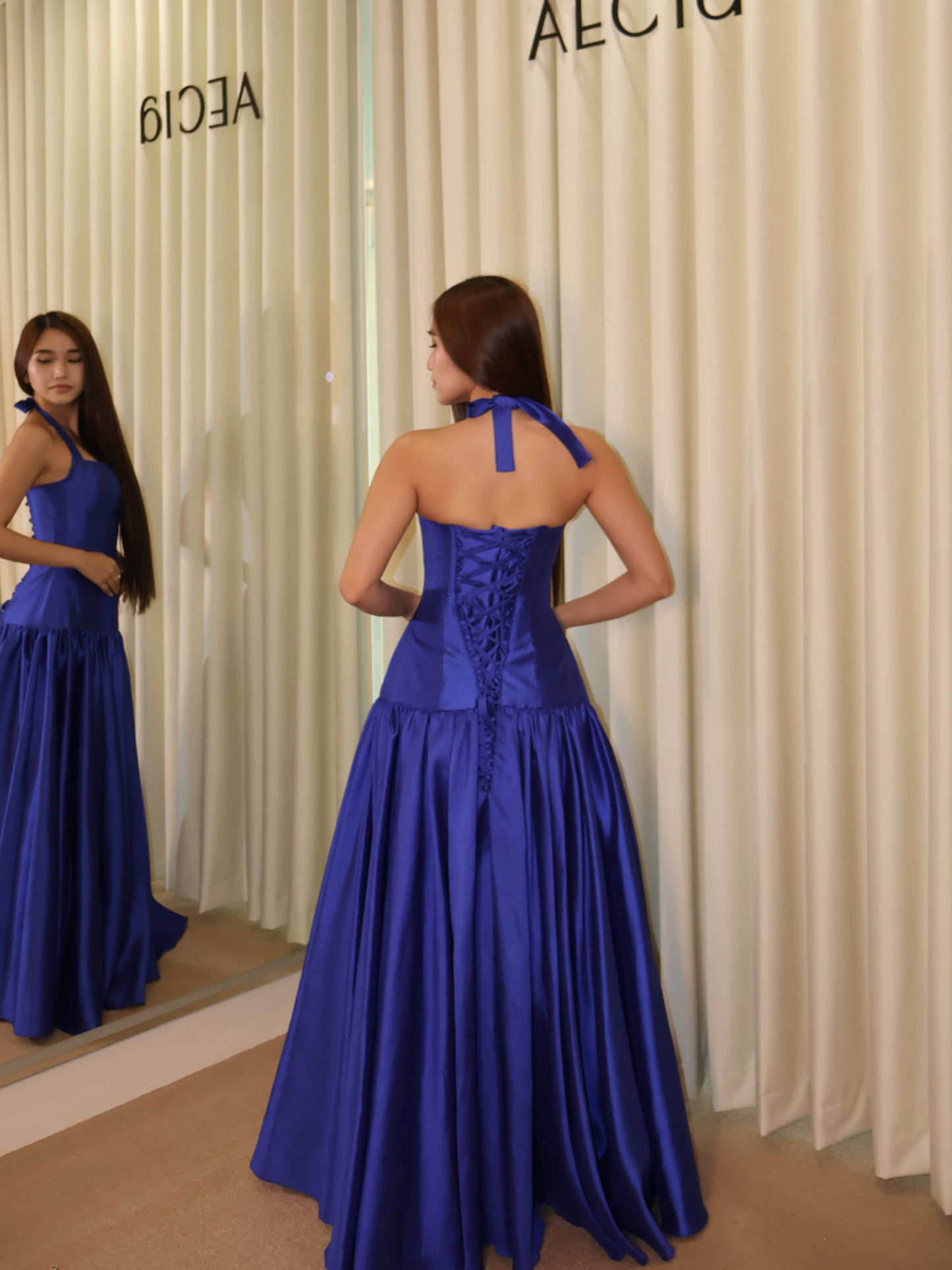 Royale Halter Drop Waist Gown