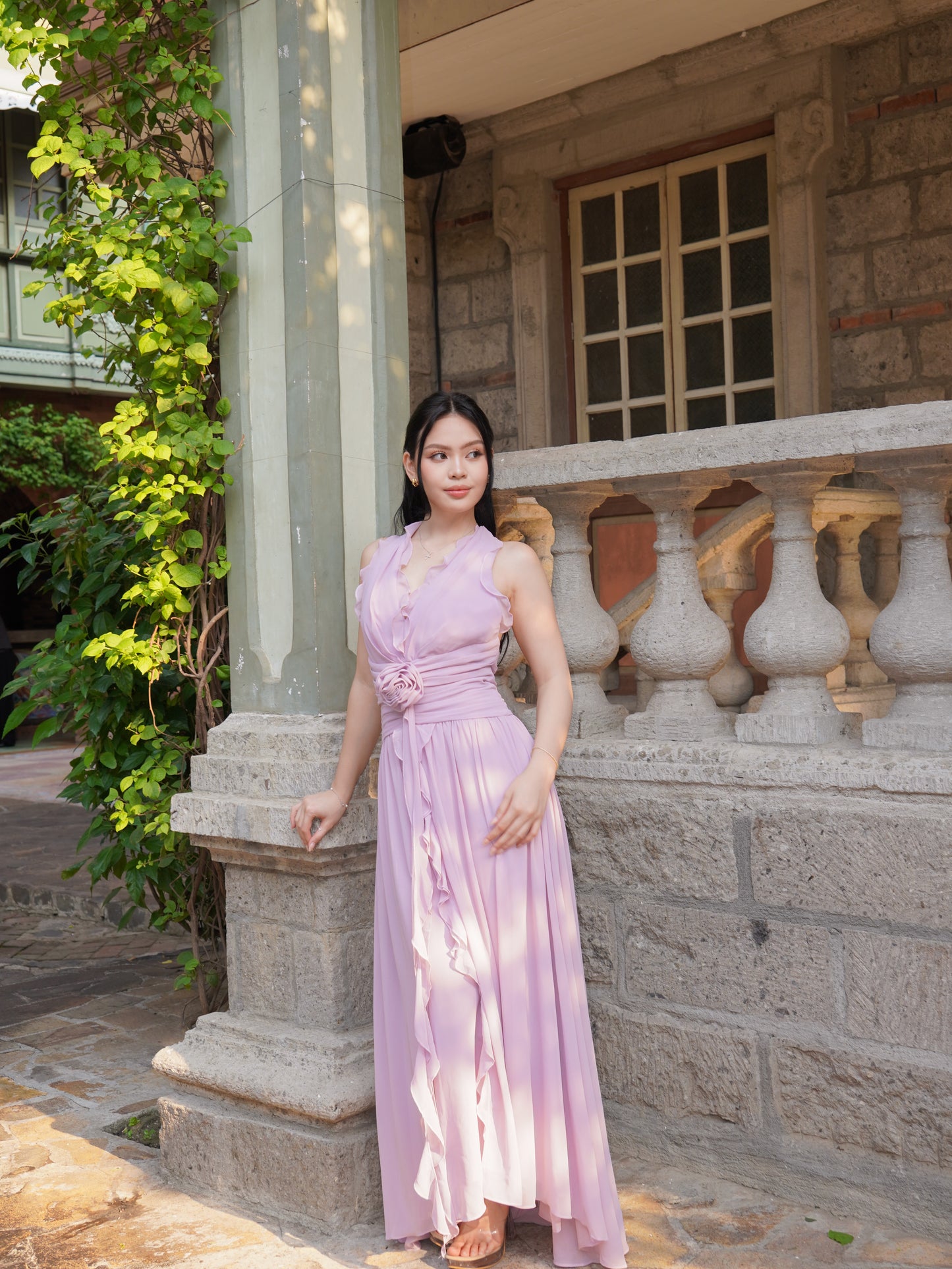 Jenna Purple Halterneck Midi Dress