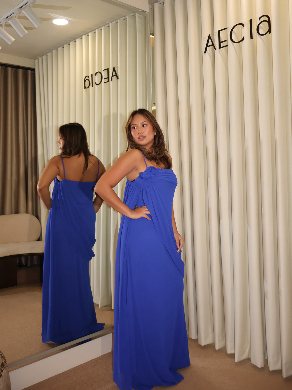 Leena Chiffon Maxi Dress - Cobalt