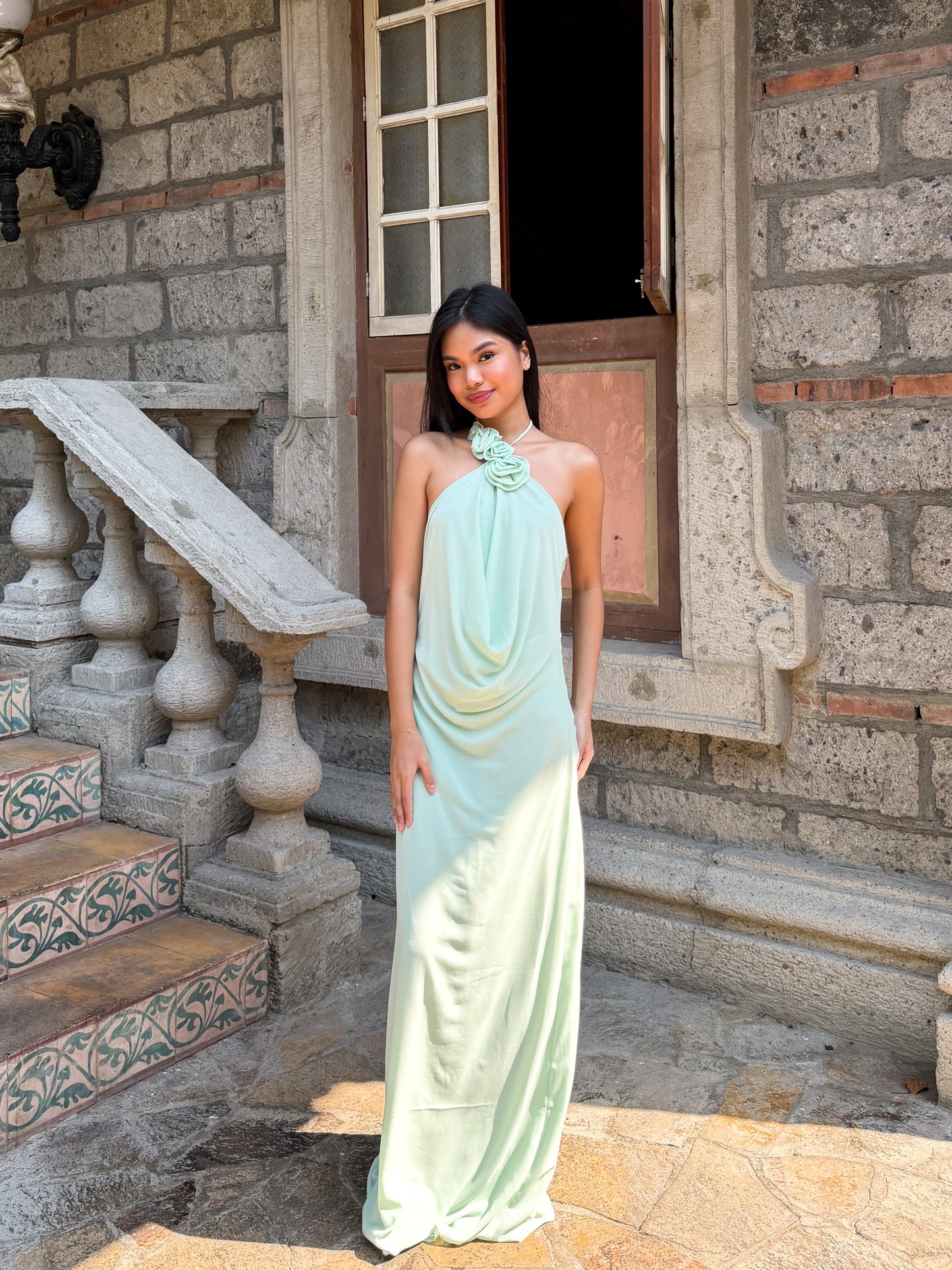 Rosalia Cowl Neck Maxi Dress - Sage