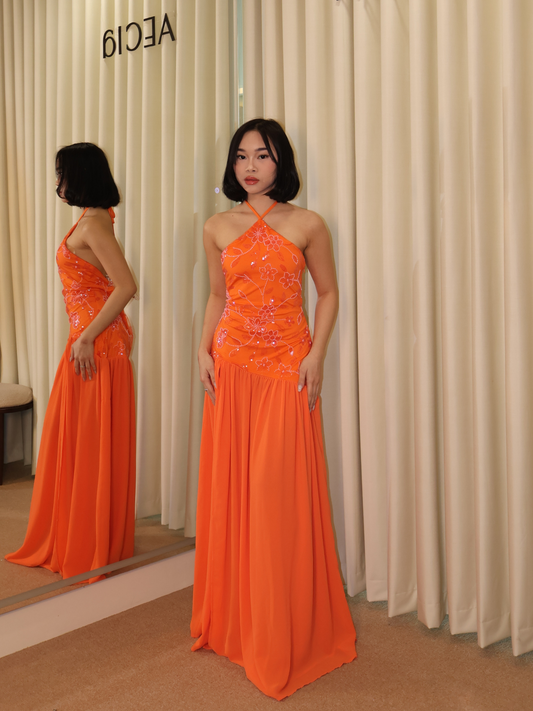 Janelle Beaded Maxi Dress - Orange