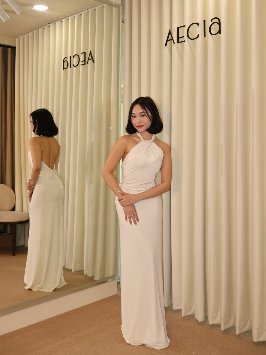 Slinky Halter Maxi Dress - Ivory