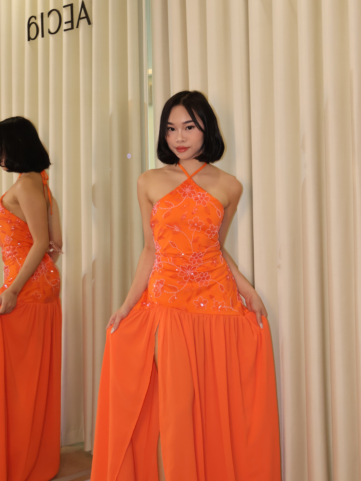 Janelle Beaded Maxi Dress - Orange