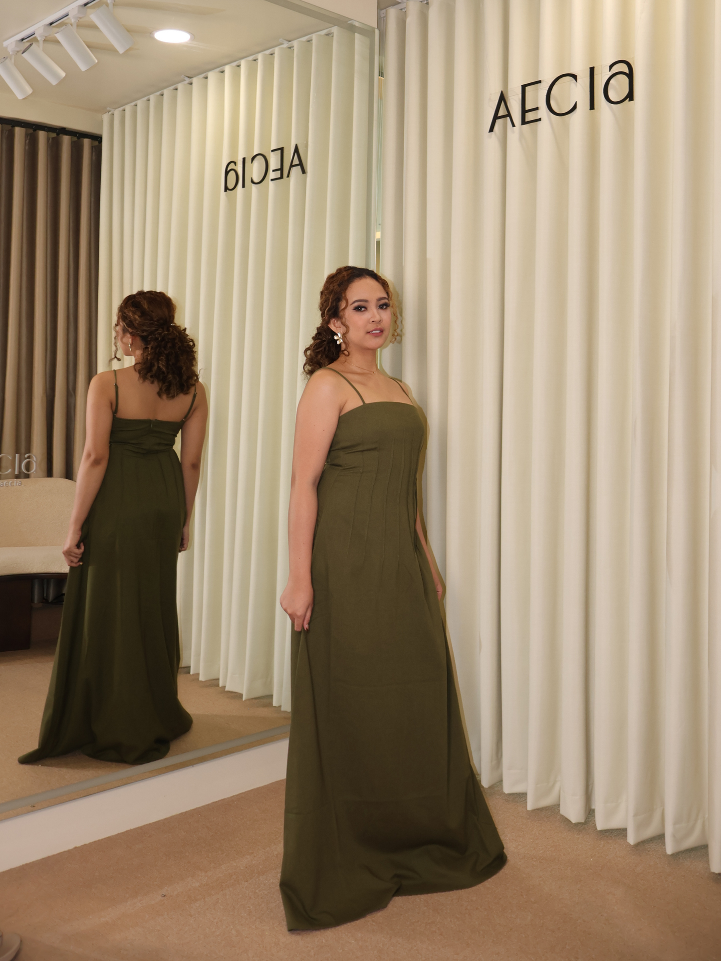 Sofie Pintuck Linen Maxi Dress - Khaki