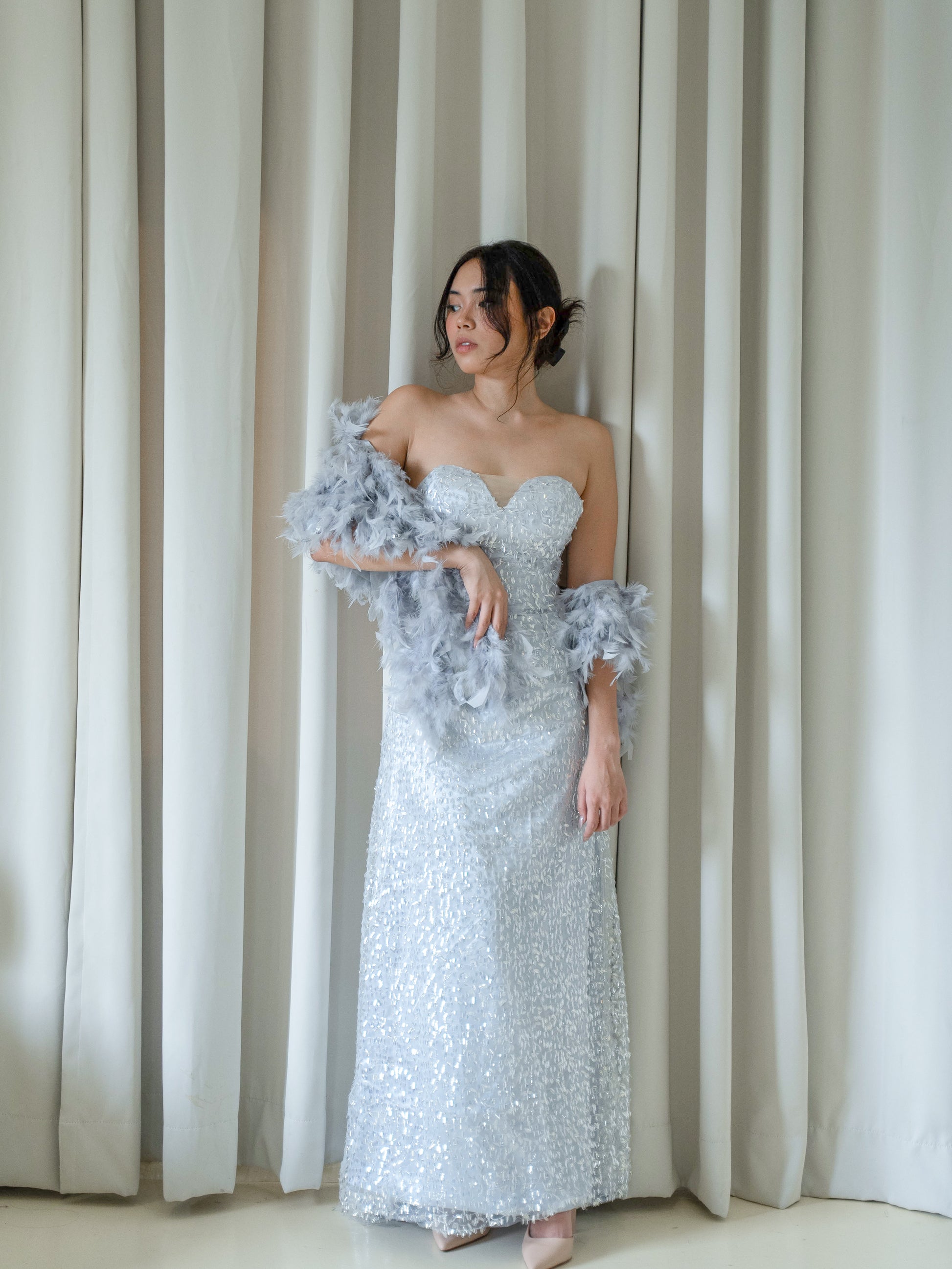 silver sequin sweetheart dress Silver Glitter Strapless Sweetheart Mermaid Prom Dress