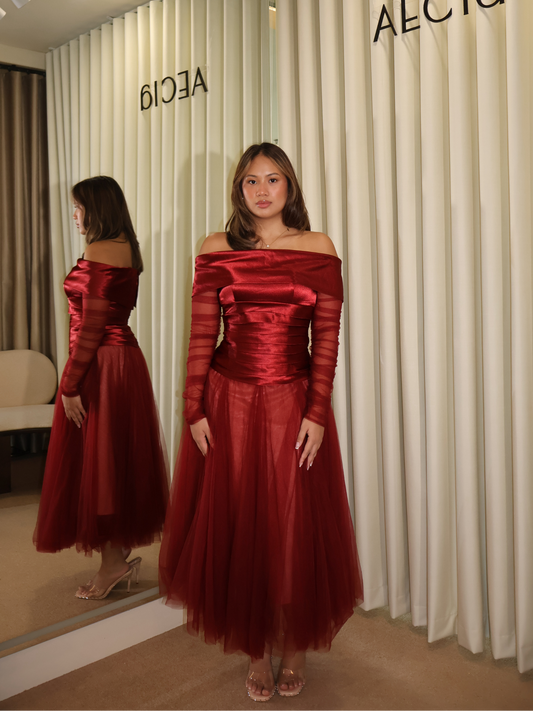 Red Tulle Chrissy Maxi Dress