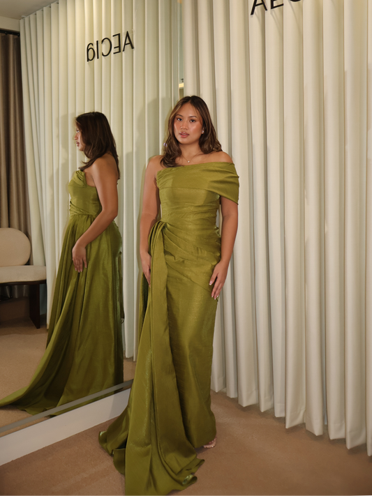 Carolyn Olive One Shouldered Dress