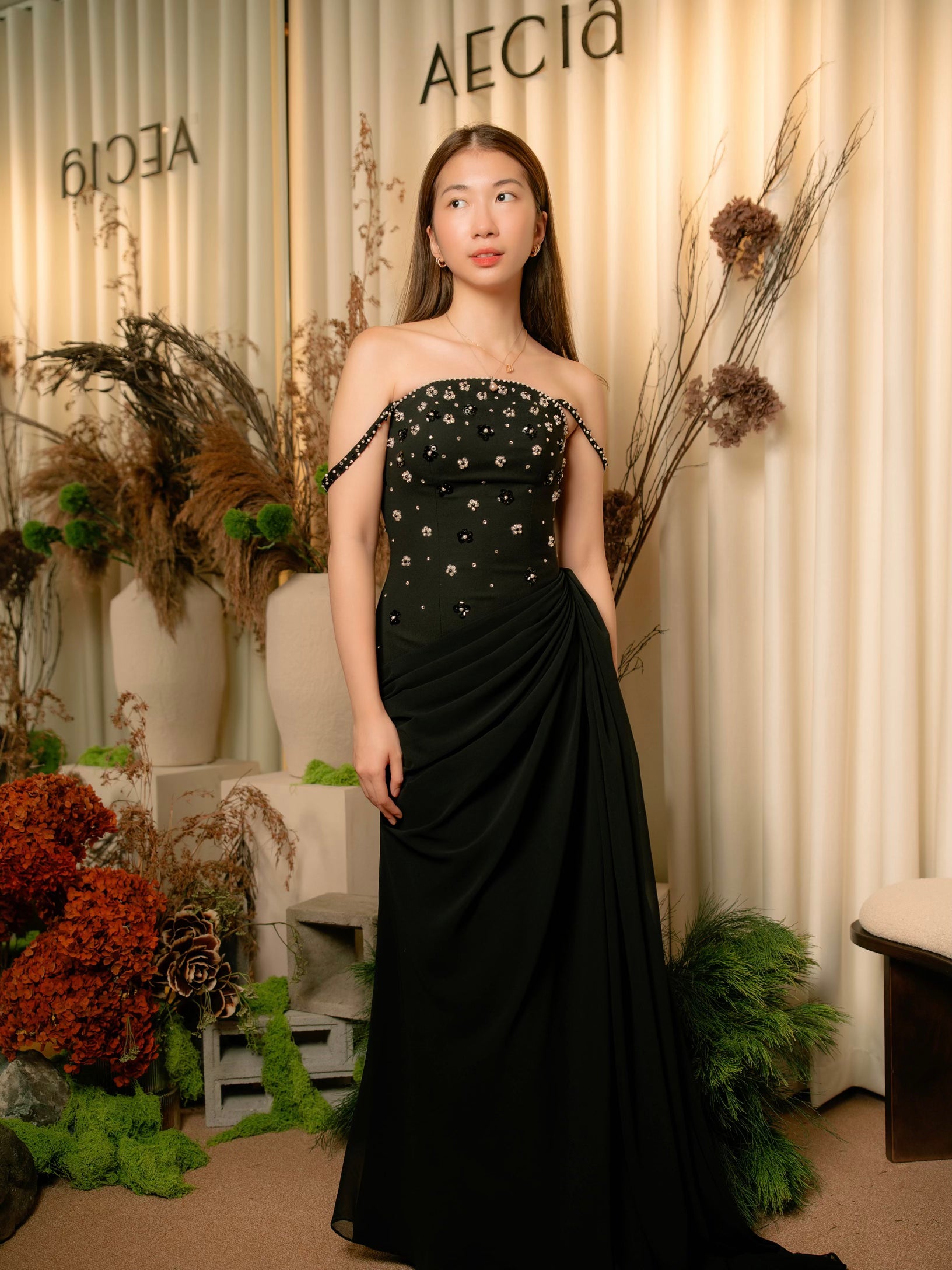 off shoulder drape dress Elena Gown – Aecia Body Positive Formalwear Leopard Maxi Dress + Size:Juniord/Women 4 both sexy and unique