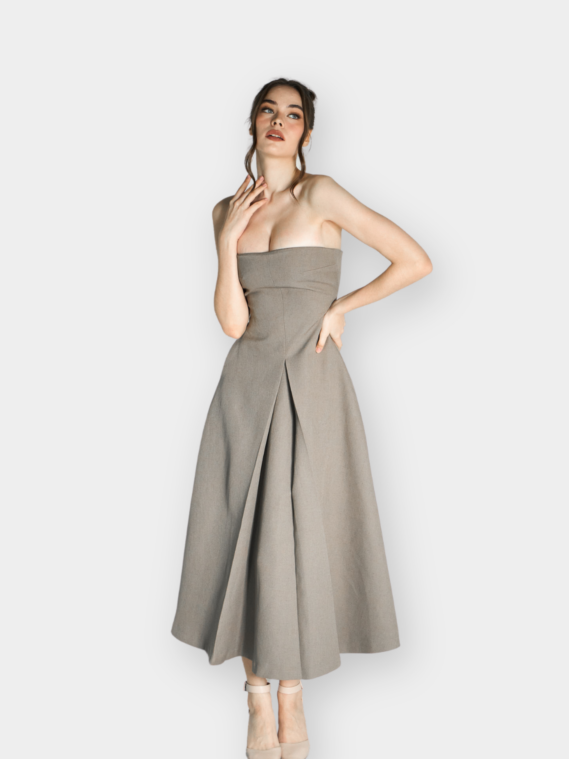 Beth A-Shape Midi Dress - Gray Aecia Beth A-Shape Midi Dress - Gray Aecia